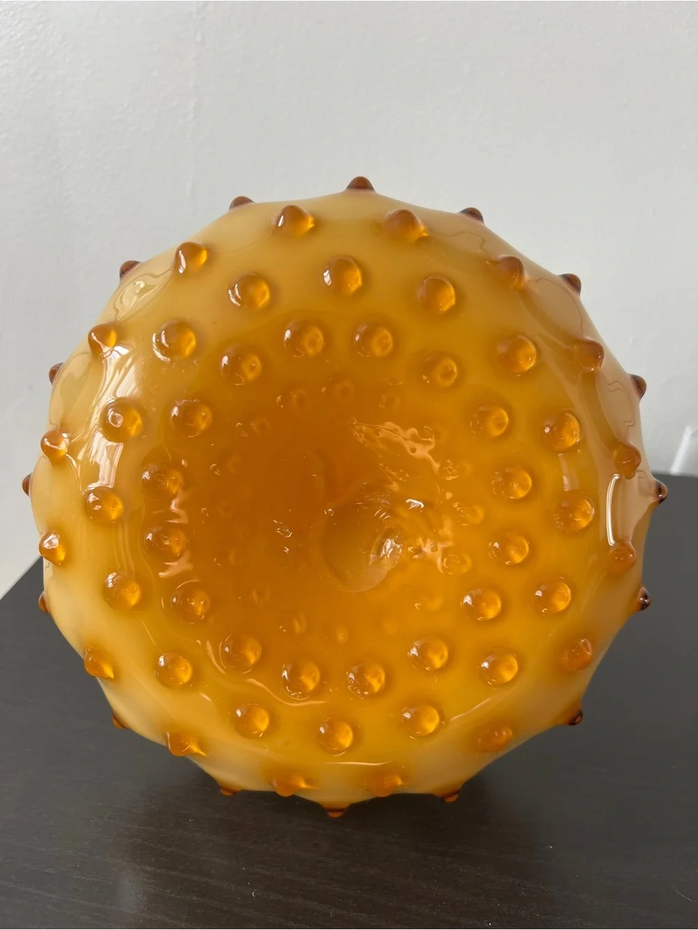 Mid-Century Empoli Italian Cased Glass Hobnail Bottle Vase